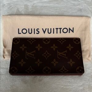 Authentic Louis Vuitton Monogram Canvas Long Checkbook/Card Wallet